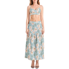 Bralette Top and High Slit Thigh Skirt Set