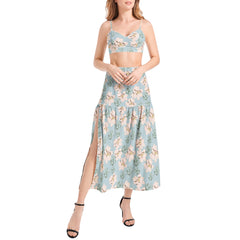 Bralette Top and High Slit Thigh Skirt Set