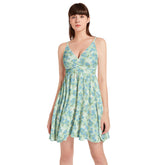 Spaghetti Strap Sleeveless Falred Hem Short Dress