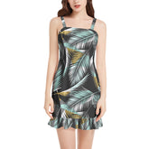 Sleeveless Square Neck Ruffle Hem Mini Dress