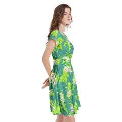 Short Sleeve Casual A-Line Midi Dress