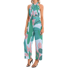 Halter Neck Buckle Belted Jumpsuit