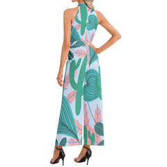 Halter Neck Buckle Belted Jumpsuit