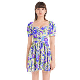 Puff Sleeve Sweetheart Neck Short Dress