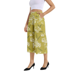 Elastic Waist Capris Wide Leg Pant