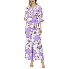 Dolman Sleeve Belted Wide Leg Jumpsuit