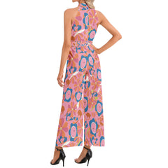 Halter Neck Buckle Belted Jumpsuit