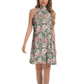 Tie Back Halter Neck Flared Dress