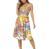 Sleeveless Square Neck Flare Hem Midi Dress