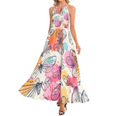 Ruffle Hem Halter Neck Maxi Dress