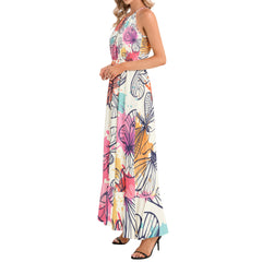 Ruffle Hem Halter Neck Maxi Dress