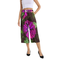 Elastic Waist Capris Wide Leg Pant