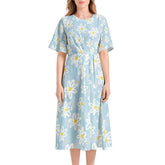Short Sleeve Waist Folding Midi Dress