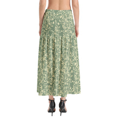 Elastic Waist Ruffle Slit Hem Skirt