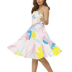 Sleeveless Square Neck Flare Hem Midi Dress