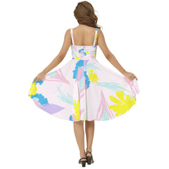 Sleeveless Square Neck Flare Hem Midi Dress