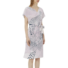 Betwing Seleeve Notch Neck Casual Dress with Belt