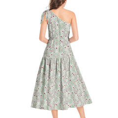 Ruffle Hem One Shoulder Midi Dress