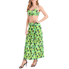 Bralette Top and High Slit Thigh Skirt Set