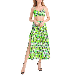 Bralette Top and High Slit Thigh Skirt Set