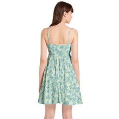 Spaghetti Strap Sleeveless Falred Hem Short Dress