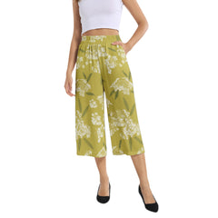 Elastic Waist Capris Wide Leg Pant