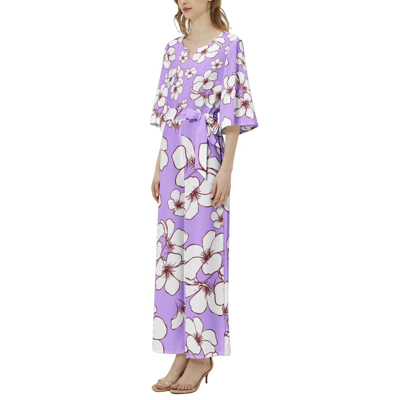 Dolman Sleeve Belted Wide Leg Jumpsuit