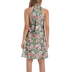 Tie Back Halter Neck Flared Dress