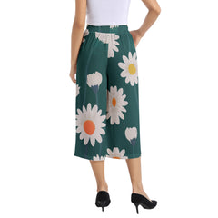 Elastic Waist Capris Wide Leg Pant