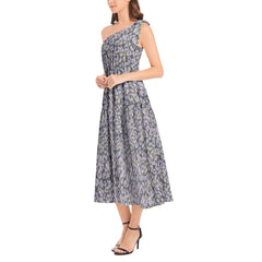Ruffle Hem One Shoulder Midi Dress