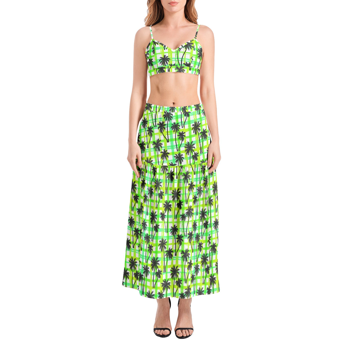 Bralette Top and High Slit Thigh Skirt Set